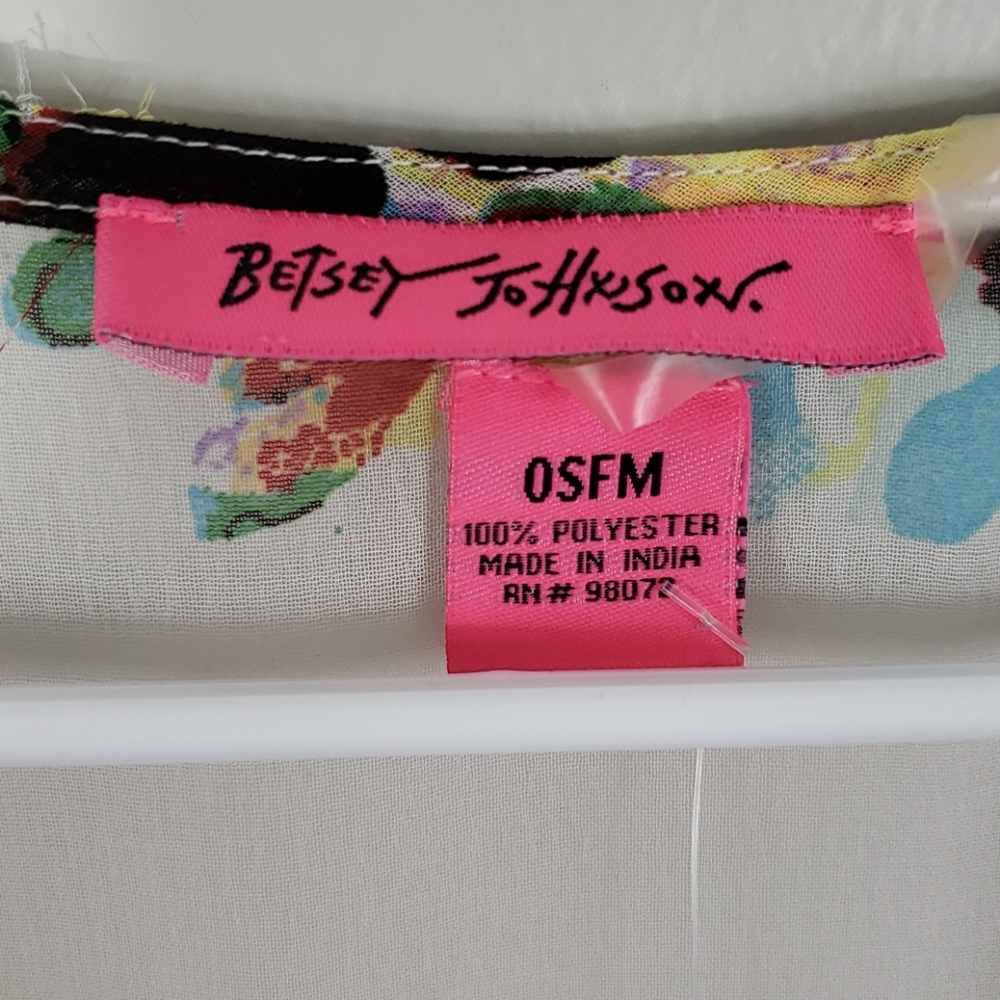 NWT Betsey Johnson OSFM White Floral Sheer Kimono - Picture 9 of 9